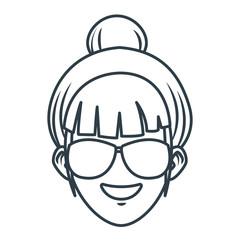 Young woman with sunglasses cartoon icon vector illustration graphic design