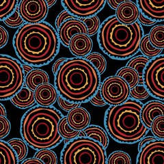 African ethnic seamless pattern for fabric, textile, paper. Vector bright illustration on black background