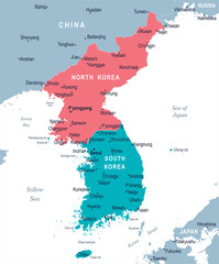 Korean Peninsula Map - Vector Illustration