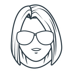 Young woman with sunglasses cartoon icon vector illustration graphic design