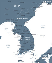 Fototapeta premium Korean Peninsula Map - Vector Illustration