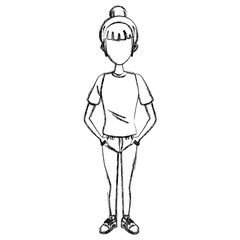 Young woman cartoon icon vector illustration graphic design