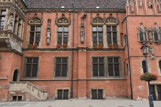 Facade of the old town hall of Wroclaw, Poland