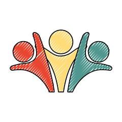 colored  pictogram people  doodle over white background vector illustration