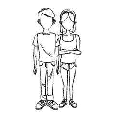 Fototapeta na wymiar Young couple cartoon icon vector illustration graphic design