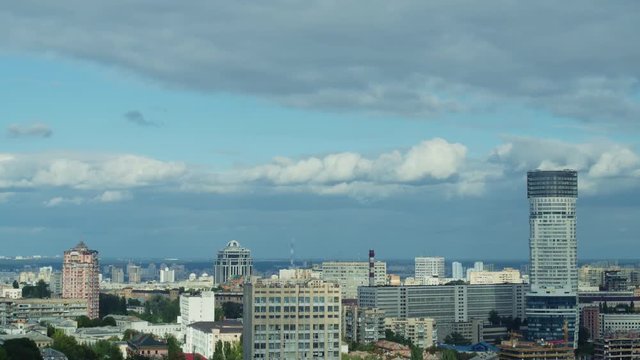 Time lapse shot of  clouds over the Kyiv city.  4K