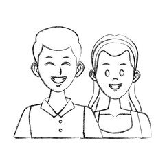 Young couple cartoon icon vector illustration graphic design