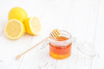 Fragrant honey. Copy space. The concept of healthy food, vegetarianism, autumn, colds,  treatment, cure, therapy, medication.