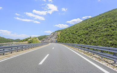 High-speed country road among the mountains.