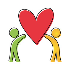 pictogram  people  with heart vector illustration
