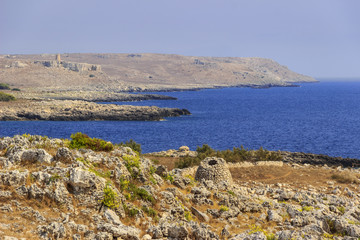 The most beautiful coasts of Italy: adriatic sea of Salento (Apulia). The Otranto-Santa Maria di...