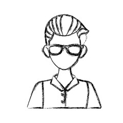 Young man with sunglasses cartoon icon vector illustration graphic design