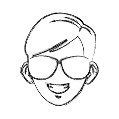 Young man with sunglasses cartoon icon vector illustration graphic design