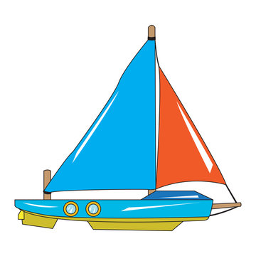 Isolated ship toy on a white background, Vector illustration