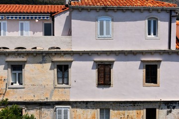 close up on  windows in old  house 