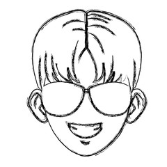 Young man with sunglasses cartoon icon vector illustration graphic design