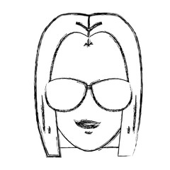 Young woman with sunglasses cartoon icon vector illustration graphic design