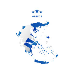 Obraz premium Greece map with waving flag. Vector illustration.