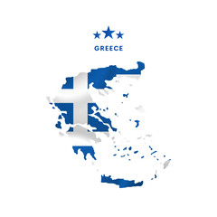 Fototapeta premium Greece map with waving flag. Vector illustration.
