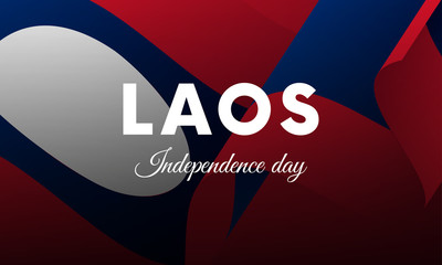 Banner or poster of Laos independence day celebration. Waving flag. Vector illustration.