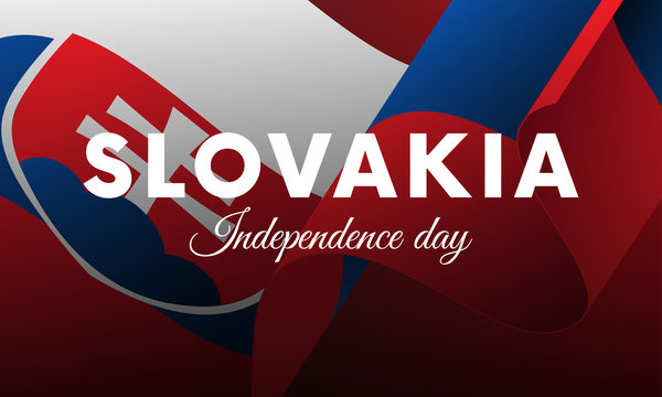 Banner or poster of Slovakia independence day celebration. Waving flag. Vector illustration.