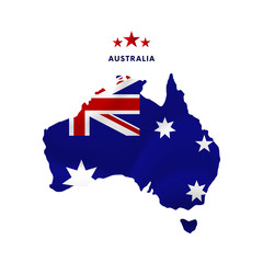 Obraz na płótnie Canvas Australia map with waving flag. Vector illustration.