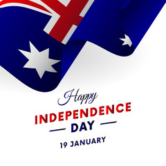 Obraz na płótnie Canvas Banner or poster of Australia independence day celebration. Waving flag. Vector illustration.