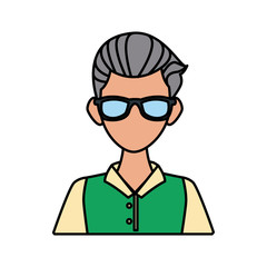 Young man with sunglasses cartoon icon vector illustration graphic design