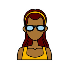 Young woman with sunglasses cartoon icon vector illustration graphic design