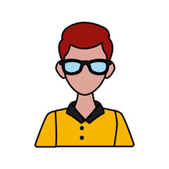 Young man with sunglasses cartoon icon vector illustration graphic design