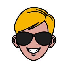 Young man with sunglasses cartoon icon vector illustration graphic design