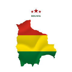 Obraz premium Bolivia map with waving flag. Vector illustration.