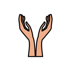 Hands with palm open icon vector illustration graphic design