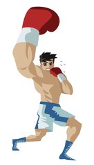boxer performing an uppercut punch - obrazy, fototapety, plakaty