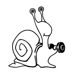 Cute snail holding dumbbell