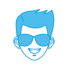 Young man with sunglasses cartoon icon vector illustration graphic design