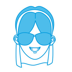 Young woman with sunglasses cartoon icon vector illustration graphic design