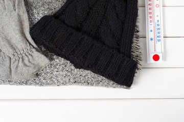 Thermometer scarf gloves cap