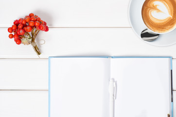 Red berries rowan viburnum coffee cup notepad pen