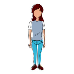 Young woman cartoon icon vector illustration graphic design