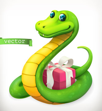 Snake, animal in the Chinese zodiac, Chinese calendar. 3d vector icon