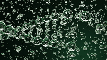 Decomposing or composing DNA molecule against green background, 3D rendering