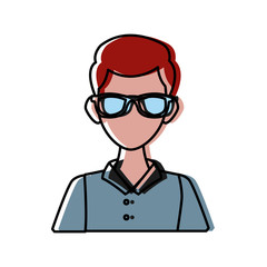 Young man with sunglasses cartoon icon vector illustration graphic design