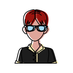 Young man with sunglasses cartoon icon vector illustration graphic design