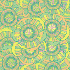 Exotic flower seamless doodle pattern. Raster background for textile, design, fabric. Tropical floral ornament.