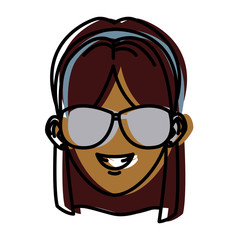 Young woman with sunglasses cartoon icon vector illustration graphic design