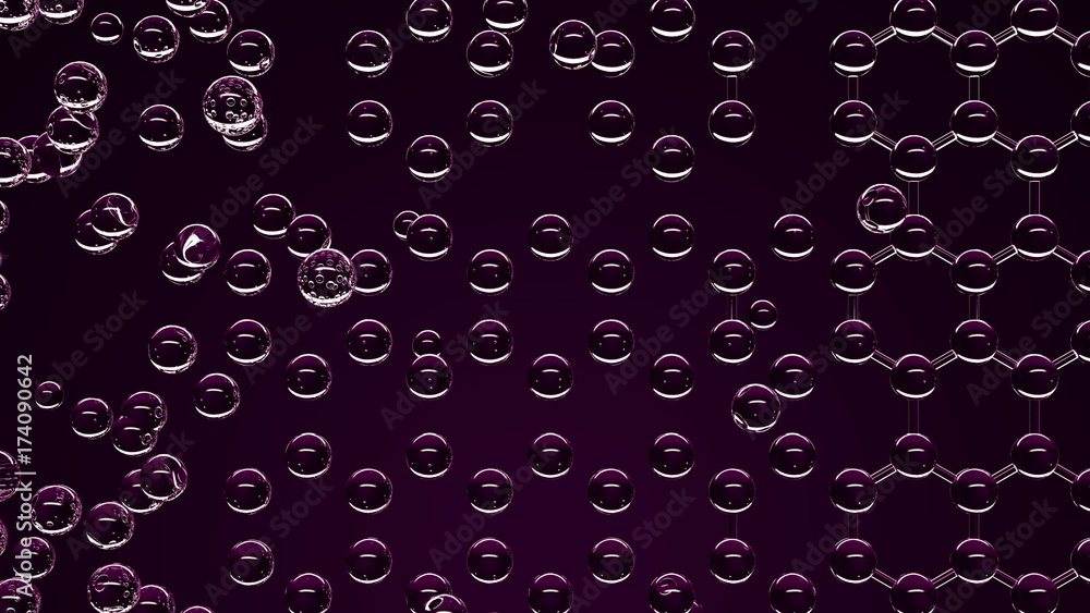 Poster creation of hexagonal molecular structure. 3d rendering