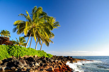 Stunning evening shot of a beach section of Lawai Beach near Poipu on the island of Kauai, Hawaii...