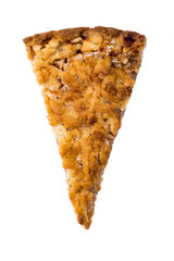 a piece of apple pie on a white background