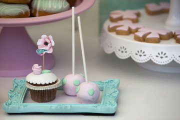 Colorful cup cake and cake pops
